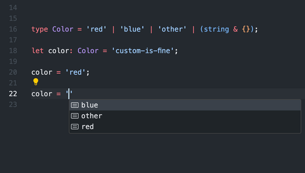 TypeScript autocomplete with arbitrary strings allowed